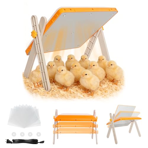 Chicken Coop Heater, Briidea 80W Chicken Heater with 110–130℉ Constant Heat, Energy-Efficient, Adjustable Height & Angle, 10 PET Cleaning Film, Mother-Hen-Like Comfort, 10" x 10" for 15 Small Poultry - color: Cross support
