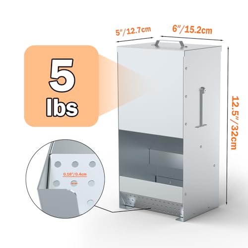 Metal Rabbit Feeder, 5-Pound Capacity Rabbit Feeder, Outdoor Small Animal Feeder for Rabbits, Chicks, Cats, Guinea Pigs, Free Large Capacity Small Animal Water Bottle
