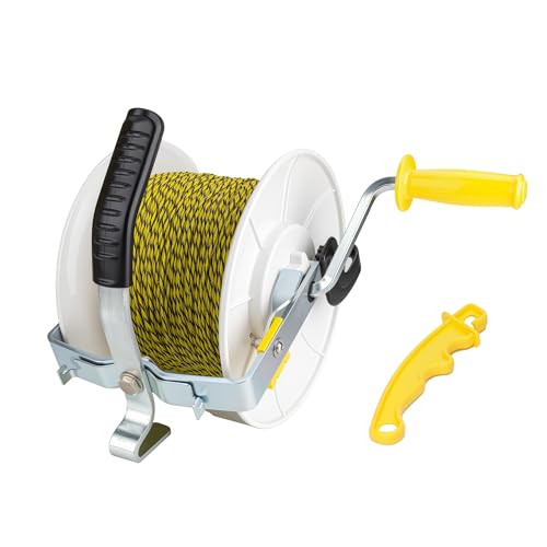 3:1 Geared Electric Fencing Standard Reel with 1640ft Premium Polywire 6 Conductors Plus 1 Free 8 inch Insulgrip 1 Pack - size: 1640 feet x 1 standard reel x 1 Handle