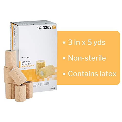 McKesson Cohesive Bandages, Non-Sterile, Latex, Tan, 3 in, 1 ct | Contains Latex, 5 yds