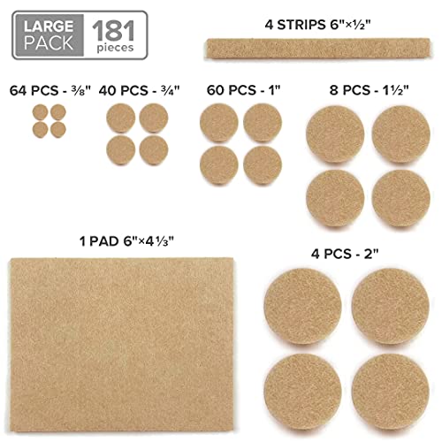 Felt Furniture Pads X-PROTECTOR 181 PCS Premium Furniture Pads - Felt Pads Furniture Feet Best Wood Floor Protectors - Protect Your Hardwood & Laminate Flooring! | Furniture Feet Best Wood Floor Protectors - Protect Your Hardwood & Laminate Flooring! - si