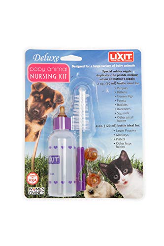 Lixit® Nursing Bottle Kits for Hand Feeding Puppies, Kittens, Guinea Pigs, Ferrets, Rabbits, Raccoons, Squirrels and Other Pets - Made in USA (2 Ounce, 1 Pack) - size: 1 Count (Pack of 1)