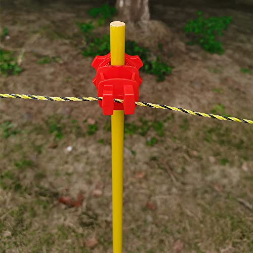 25-Pack Screw-Tight Electric Fence Round Post Insulators, Red | Wire Holding ·Two-Piece Design · Fits Round Posts · For Wire & Polywire - color: Red