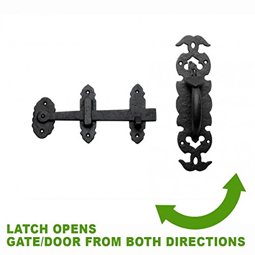 Renovators Supply Manufacturing Black Iron Thumb Gate Latch Rustic Antique Design Fence Door Lock with Hardware