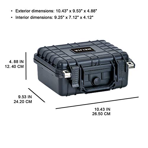 MEIJIA Portable All Weather IP67 Waterproof Protective Case,Hard Camera Case,Dry Case with Customizable Foam,Fit Use Of Drones,Camera,Equipments,10.62 x9.68x4.87inches - color: Elegant Black