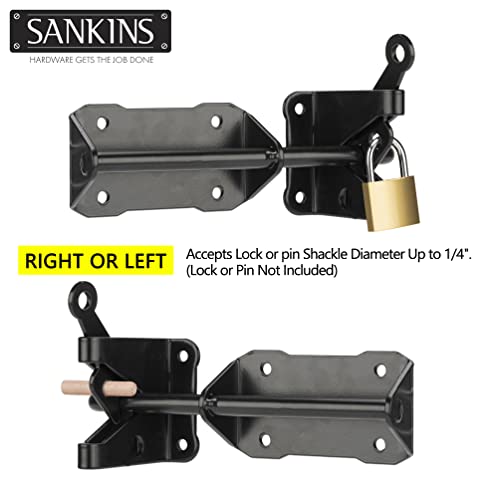 Heavy Duty Automatic Gate Latch for Wooden Fence with Cable Pull, 7-1/2" Self-Locking Gravity Lever Door Security Latches Hardware for Metal Gates, Vinyl Fence, Outdoor Garden, Pool, Black