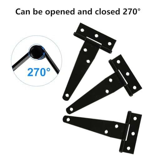 T Strap Hinges Heavy Duty, Shed Door Gate Hinges(Black) (12, 12 Pcs *4 inch) - size: 12 Pcs *4 inch