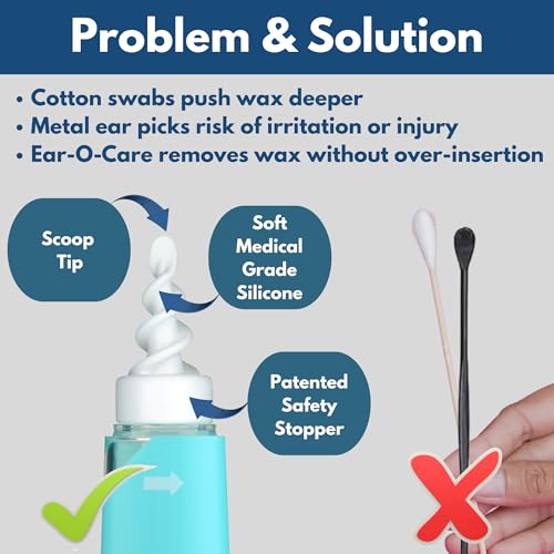 Ear-O-Care® 4-in-1 Ear Wax Removal Kit – Dual-Action Spiral & Scoop, Soft Silicone Tips, Gentle Ear Wax Removal Tool, Patented Safety Stop, Compact & Portable - size: Ear-O-Care Premium Ear Wax Removal Tool Kit
