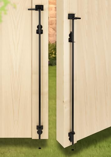 36" Heavy Duty Cane Bolt Gate Drop Rod Fence Hardware Ground Latch Stopper | for Wood/PVC/Vinyl/Metal Fences Gates, Double Doors, Black Solid Steel -1 Pack - color: 2 PACK, size: 36 Inch