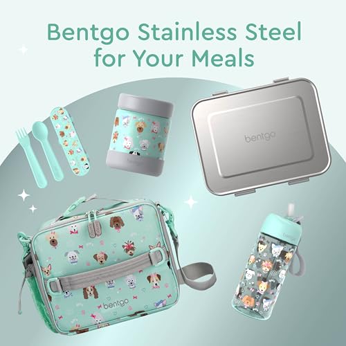 Bentgo Kids Stainless Steel Leak-Proof Food Jar for Hot or Cold Food | 11 fl oz Double Insulated Container with Removable Silicone Bumper, Dishwasher Safe, Easy Open Lid, Ages 3+ (Puppy Love) - color: Puppy Love