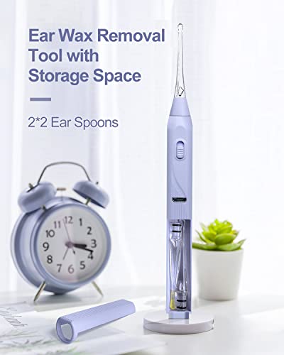 Ear Wax Removal Tool with Light Kids Ear Wax Remover Ear Cleaning Tool Ear Cleaner with Built-in Storage Space UANRNA Upgraded Ear Wax Removal with Light for Kids & Adults (Purple)