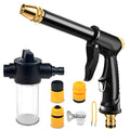 Garden Hose Nozzle with 4 Patterns, Soap Dispenser & Quick Connectors, Plastic High Pressure Washer Gun, Water Hose Nozzle Sprayer Heavy Duty, Spray Nozzle for Outdoor Car Washing
