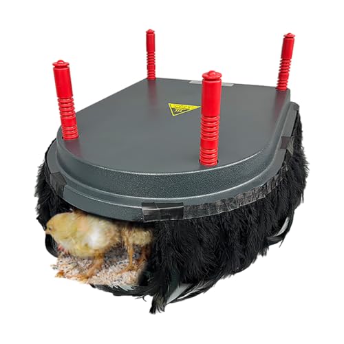 Chick Brooder Heating Plate with Comfort Feathers, Chicken Coop Warmer Pad Adjustable Height Poultry Incubator Heater Plate, Warms Up to 20 Chicks - 13 Watts (15" x 13")
