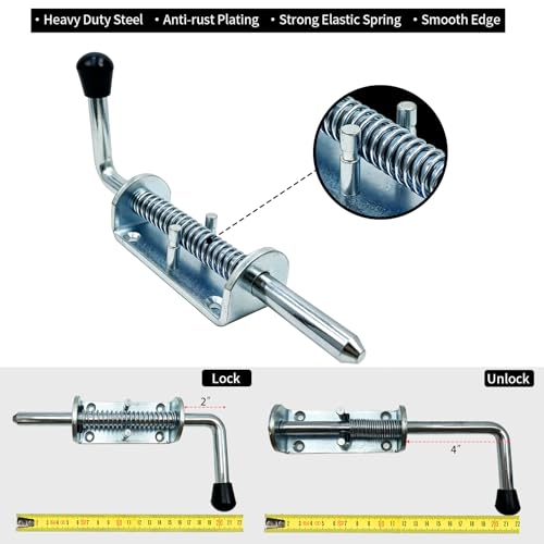Spring Loaded Gate Latch Pin Barrel Bolt 8.5in x 1/2in Stem Durable Solid Steel Heavy Duty for Tailgate Zinc Plated - 2pcs - style: Heavy Duty 2pcs - 8.5in