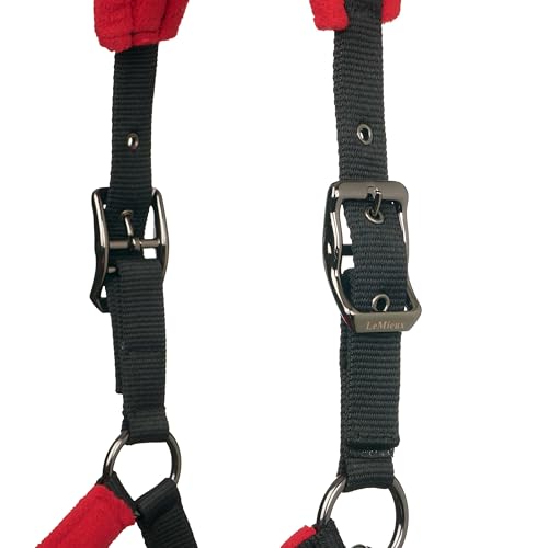 LeMieux Vogue Fleece Headcollar - Halter & Leadrope - Extra Padding, Adjustable at Curb and Poll Strap - color: Chilli, size: full