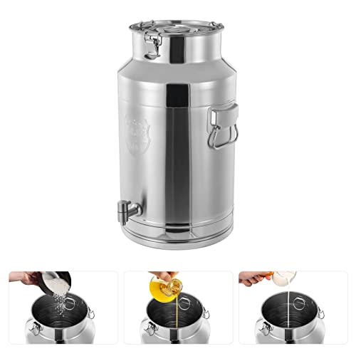 35L/9.24Gal Milk Can with Faucet, 304 Stainless Steel Milk Transport Cans Wine Pail Bucket Tote Jug Pot Oil Liquid Storage Barrel with 2 Handles Milk Container with Lid for Grain Wine Liquid - color: 35l-9.24gal With Faucet