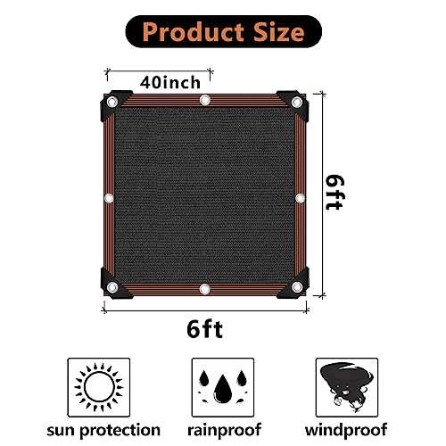 90% Black Shade Cloth,Durable Mesh Tarp with Grommets, Resistant Garden Sun Shade Netting with Taped Edge for Plant Cover, Greenhouse, Patio, Tomatoes, Chicken Coop, Barn Kennel - size: 6x6FT