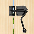 Slide Bolt Gate Latch, Heavy Duty Door Latch Hook Style, Sliding Gate Lock Latch with Ergonomic Round Handle, Black Gate Hardware for Outdoor Wooden Fence, Shed Door, Barn Door, 1 Pack