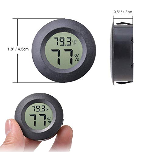 2-Pack Mini Hygrometer Thermometer Meter Digital LCD Indoor Room Monitor | Fahrenheit / Celsius Display Round Humidity Temperature Gauge for 3D Printers Guitar Case Greenhouse Reptile Incubator