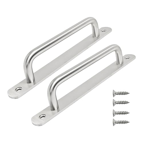 2PCS 7.55” Stainless Steel Barn Door Pulls, Brushed Silver Sliding Door Handles for Cupboard Cabinet Wardrobe Drawer Shed - size: 7.55inch