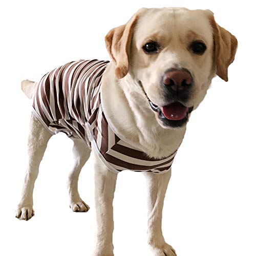 Dog’s Recovery Suit Post Surgery Shirt for Female Male Dog, E-Collar Alternative Wound Protective Clothes (Brown white-3xl) - color: brown white stripe, size: 3xl