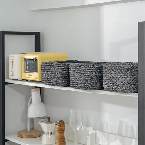 CubesLand Baskets for Organizing,Small Woven Storage Baskets for Shelves | Cute Closet Cube Bins Set 3,Baby Nursery Cube Organizer Toys Basket Bin,Home Decor Organization Bins Mixed Black - color: Mixed Black, size: 3pcs-small basket