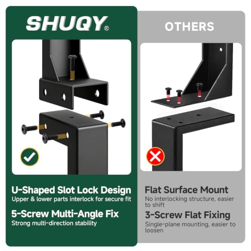 Fence Post Repair Kit, Heavy Duty Steel Fence Post Stabilizer Brace, 3 Pack | Made from U-channel steel, its interlocking U-slot design uses 5 multi-angle screws to reinforce the upper/lower connection - size: 3 Pack