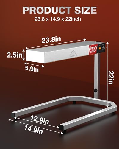 PYY French Fry Warmer - 500W Food Heat Lamp with U Shape Base Stand Stainless Steel Commercial Fry Warmer for French Fries Electric Heating Radiation, Adjustable Height, Silver - size: 18L Adjust Height