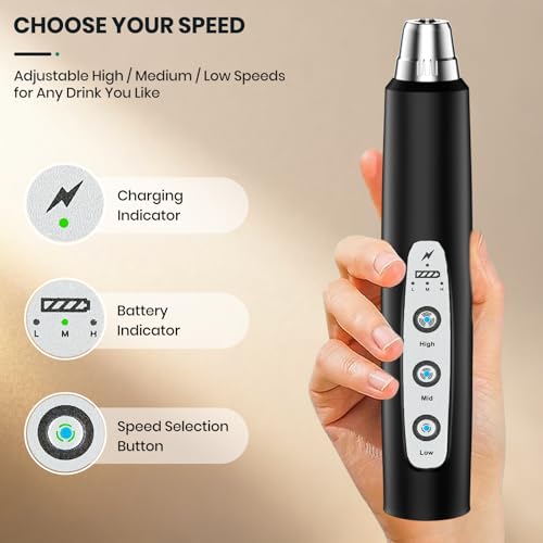 Colarlemo Milk Frother Handheld Rechargeable, Frother Wand Drink Mixer Electric Whisk for Coffee, Detachable With 3 Stainless Whisks, Hand Mixer for Lattes, Cappuccino, Matcha, Egg, No Stand,Black - color: Black, style: without stand
