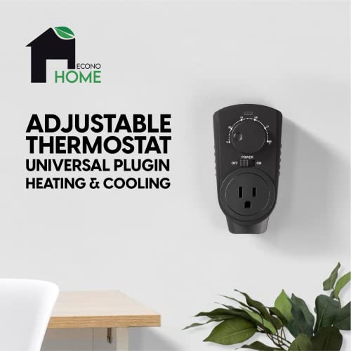 EconoHome Adjustable Thermostat - Universal Plugin Heating & Cooling Thermostat - Compatible with Most EconoHome Wall Mount Space Heaters - color: Black, size: Dial Control
