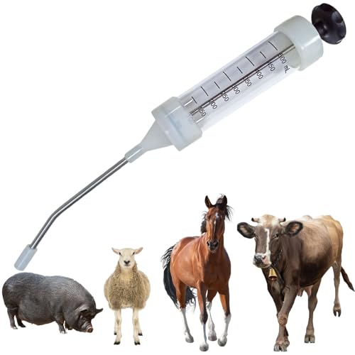 500ML Large Cattle Drench Gun, Big Dosage Feeding Gun Continuous Dosing Feeding Device Veterinary Medicine Dispenser, for Pig Cow, Sheep, Horse Autonomous Feeding Tool