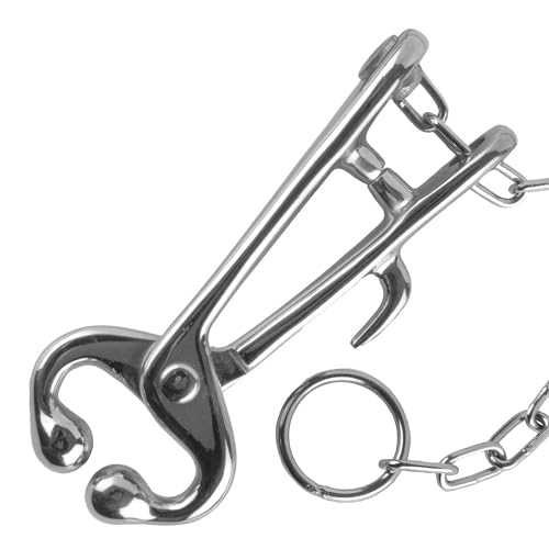 Jeffers Livestock Bull Nose Lead with Chain – Nickel Plated Iron Cow Nose Pliers for Cattle Handling, Control & Restraint – Show, Veterinary, Transport & Training Tool for Cows and Bull