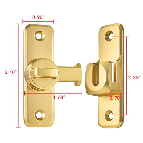 2 Pcs Gold 90/180 Degree Flip Latch,Zinc Alloy Barn Door Latch | Right Angle Door Lock Latch,Sliding Door Latch Lock,for Cabinets,Bedroom,Fence Gates,Window,Garden,Garage,Pet Cage - color: Gold