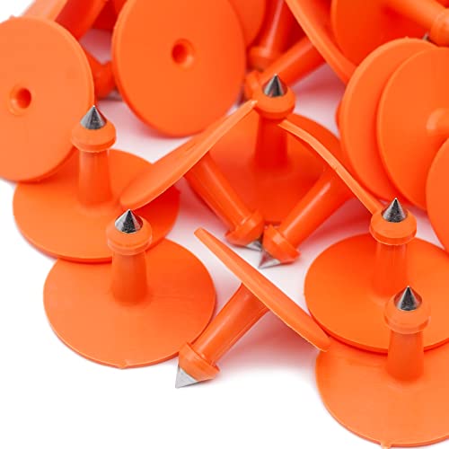 100 Pieces Blank Cattle Ear Tag with Applicator for Pig Cattle Cow Dog | TPU Livestock Ear Tag Kits Animal Identification with Ear Tag Applicator (Orange) - color: Orange
