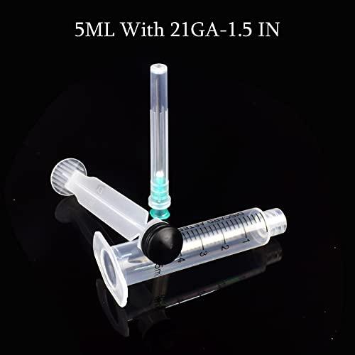 5ml Syringe with Needle 21 Gauge 1.5 Inch Luer Lock, Individually Wrapped - style: 5ML