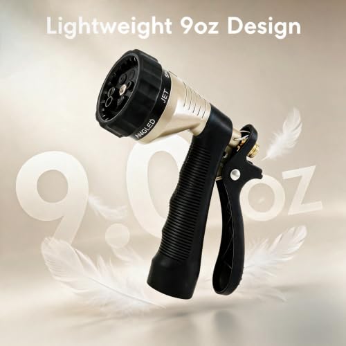 RESTMO Garden Hose Nozzle Heavy Duty, Hose Spray Nozzle for Garden Hose | Zinc Alloy, 6 Adjustable Watering Patterns, Leakproof, Anti-slip, ldeal for Watering Plants, Washing Cars & Pets, Black - color: Black
