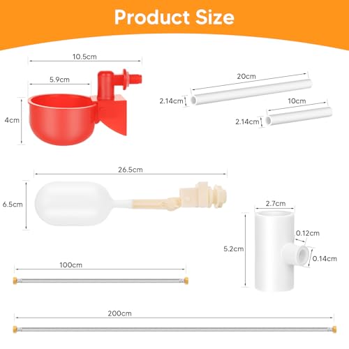 12 Pack Automatic Chicken Water Cups, Complete Set Pipeline Automatic Chicken Waterer System Poultry Waterer for Chick Duck Quail