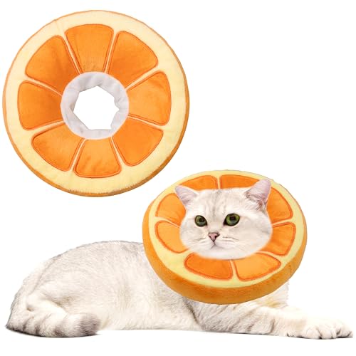 Soft Cat Cone Collar, Cute Cats Recovery Collar Suitable for Cats | Cat cone for Small, Medium, Large cat,Elizabethan Neck Collar for Cats After Surgery (Orange, Medium) - color: Orange, size: Medium