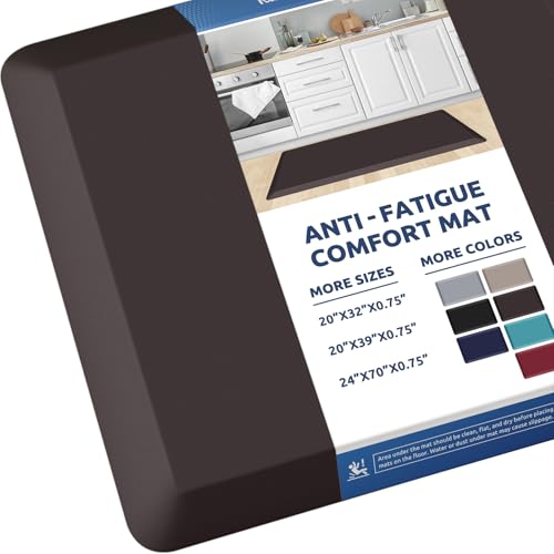0.8" Thick Kitchen Mat Cushioned Anti Fatigue Rug Comfort Floor Mats | Water-Resistant, Non-Slip, Easy to Clean Comfort Floor Mat for Kitchen, Sink & Office, Multiple Colors & Sizes, 39" x 20" - color: Chocolate, size: 39"L x 20"W x 0.8"Th