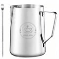 50oz Milk Frothing Pitcher, Stainless Steel Espresso Steamer Frother Cup | 1500ml extra large pitcher for cafes and commercial use, featuring clear measurements and precision spout for milk steaming - color: Silver 50 Oz