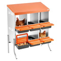 VEVOR Chicken Nesting Boxes, 6 Compartments, with Support Legs, Easy Egg Collection, Galvanized Steel and High-Strength Plastic, Roll Away Nesting Boxes for Chickens and Hens Laying Eggs, Orange - size: 31.3"L x 20.7"W x 39.0"H