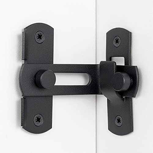 Matte Black 90 Degree Flip Barn Door Lock Latches | Stainless Steel Gate Latch,Suitable for Sliding Door,Garden Gates,Wine Cabinet,Closet,Pet Cage,French Door,Fence Gates - color: Matte Black