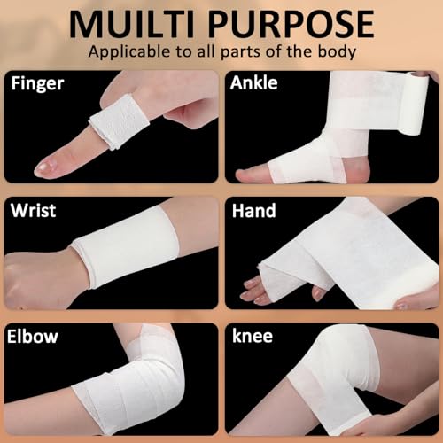 TOBWOLF 12PCS Self Adhering Bandage, 4" x 5yd Cohesive Elastic Bandage Wrap | Breathable & Non-Woven Fabric, Elastic Bandage Tape, Protective Vet Wrap for Outdoor Hunting Rifle Knife Handles - size: 4" x 5yd