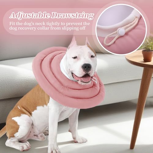 IDOMIK Dog Recovery Collar, Waterproof Soft Dog Cone After Surgery | Comfy Protective Elizabethan Collar Alternative for Dogs Cats, Adjustable Pet Neck Donut Cone Anti-Licking Wounds,Pink,S - color: Pink, size: S