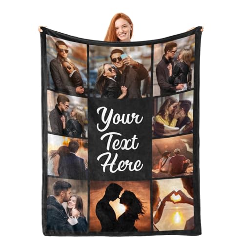 inkArts Custom Blanket Throws with Photos Text Personalized with Picture Customizable, Customize for Mom, Dad, Couple, Girlfriend, Boyfriend, Husband & Wife - color: Ten Photo