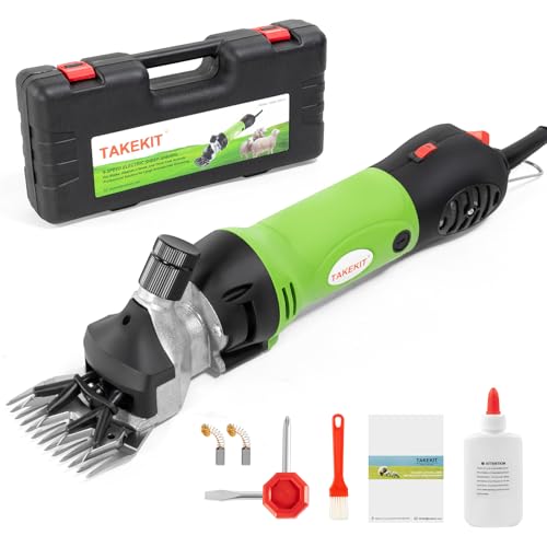TAKEKIT Sheep Shears, 500W Professional Heavy Duty Sheep Clippers for Grooming, 6 Speeds Electric Animal Shearing Clippers for Alpacas Llamas Lambs and Large Livestock with Thick Coats - color: Green