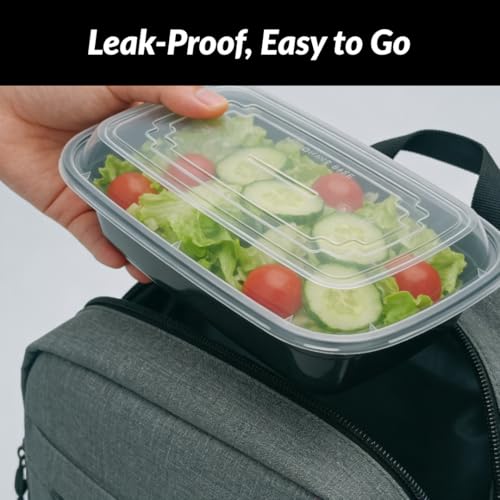 32oz Meal Prep Containers with Lids - 50 Pack BPA Free To Go Food Containers, Stackable & Leak Resistant Bento Box, Microwave/Dishwasher/Freezer Safe - size: 32 Ounce