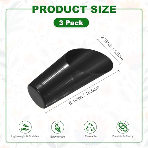 M METERXITY 3-Pack Bonsai Soil Scoops, Plastic Garden Soil Scoops Bucket Shovel Potting Scoopers for Transplanting/Flower Planting/Plant Succulent, Colorful Small Gardening Tools [Black] - color: Black