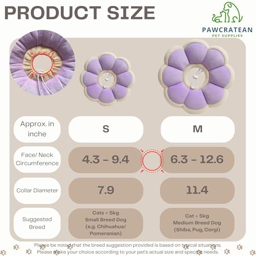 Adjustable Comfy Flower Style Elizabeth Collar for Cats Puppies Soft Recovery Cone Pet Protective Neck Collar (Purple, Medium) - color: Purple, size: Medium