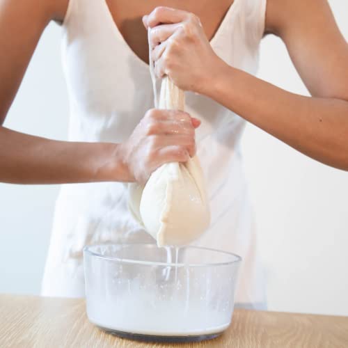Pro Quality Organic Cotton Nut Milk Bag 2 Pack - 12"X12" XL Bags - Heavy Duty Reusable All Purpose Food Strainer - Food Grade BPA-Free - color: Original Heavy Unbleached Muslin, size: 12 x12 inches